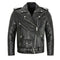 Belted Leather Biker Jacket with Lapel Collar for Men - Black