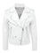 Belted Leather Biker Jacket with Lapel Collar for Men - White
