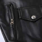 Belted Leather Biker Jacket with Lapel Collar for Men - View 6