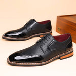 Brogue Leather Lace-Up Derby Shoes for Men - View 10