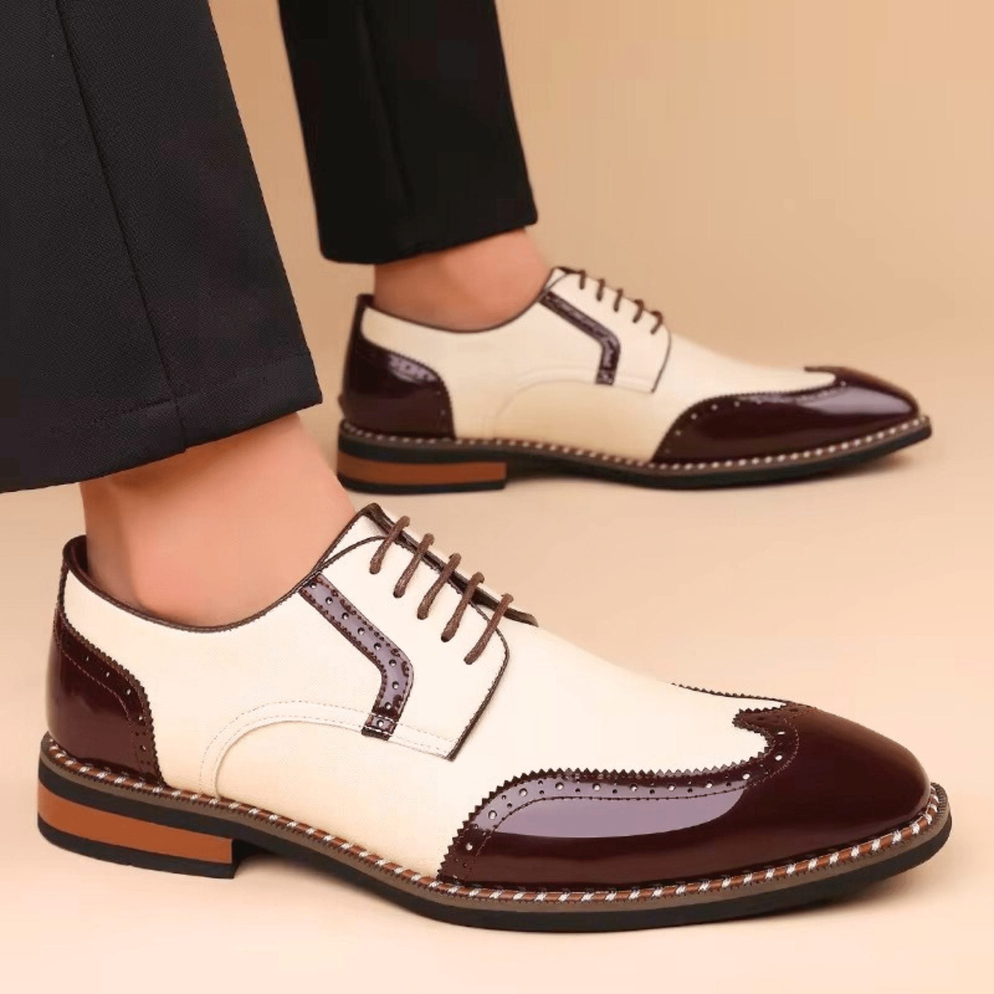 Brogue Leather Lace-Up Derby Shoes for Men - View 11