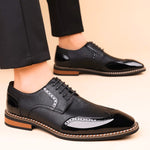 Brogue Leather Lace-Up Derby Shoes for Men - View 13