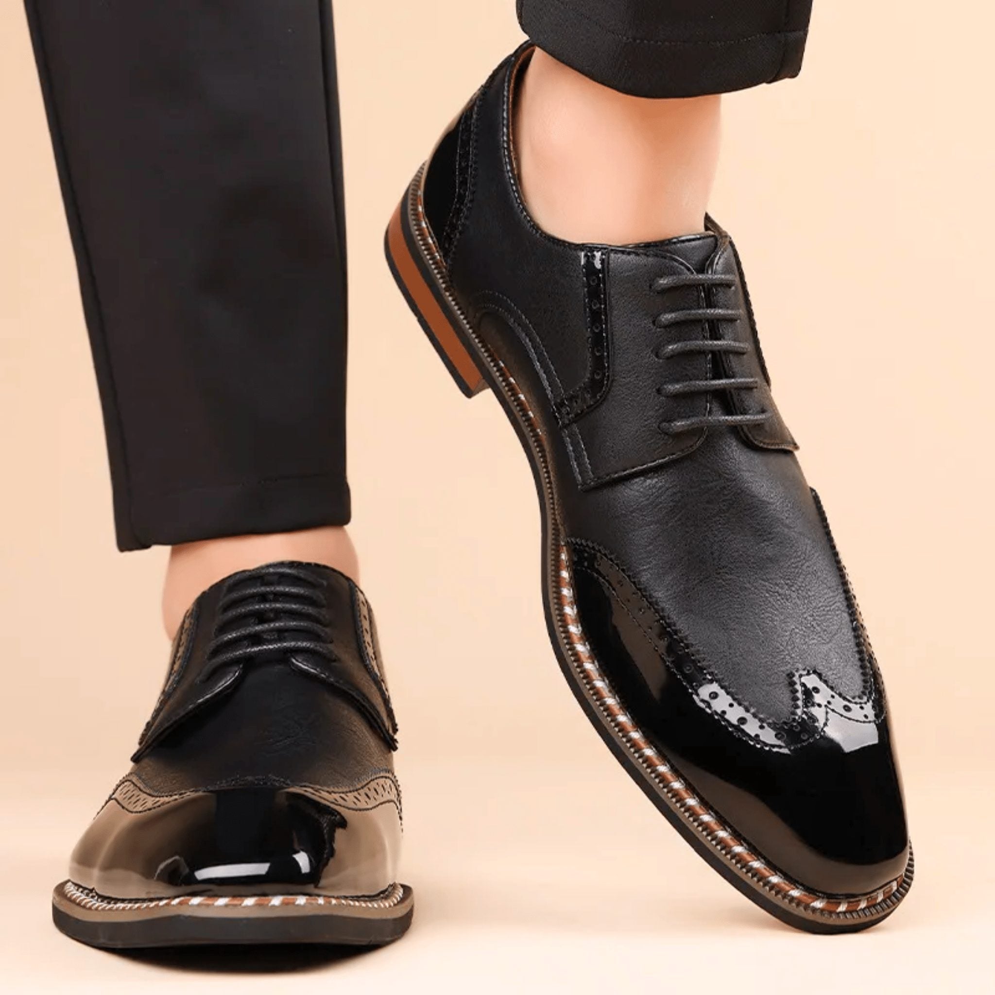 Brogue Leather Lace-Up Derby Shoes for Men - View 16