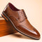 Brogue Leather Lace-Up Derby Shoes for Men - Brown