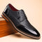 Brogue Leather Lace-Up Derby Shoes for Men - Black