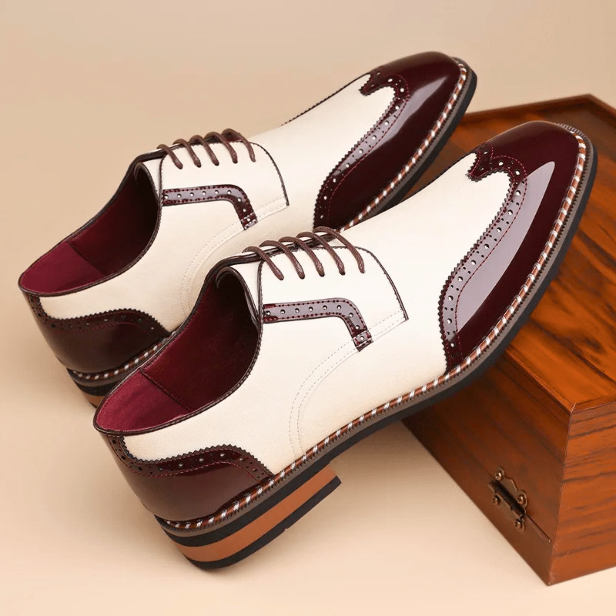 Brogue Leather Lace-Up Derby Shoes for Men - View 5