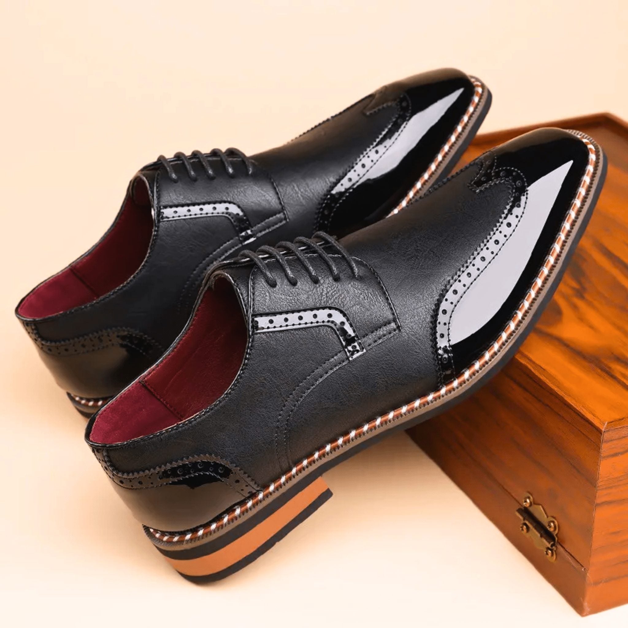 Brogue Leather Lace-Up Derby Shoes for Men - View 7