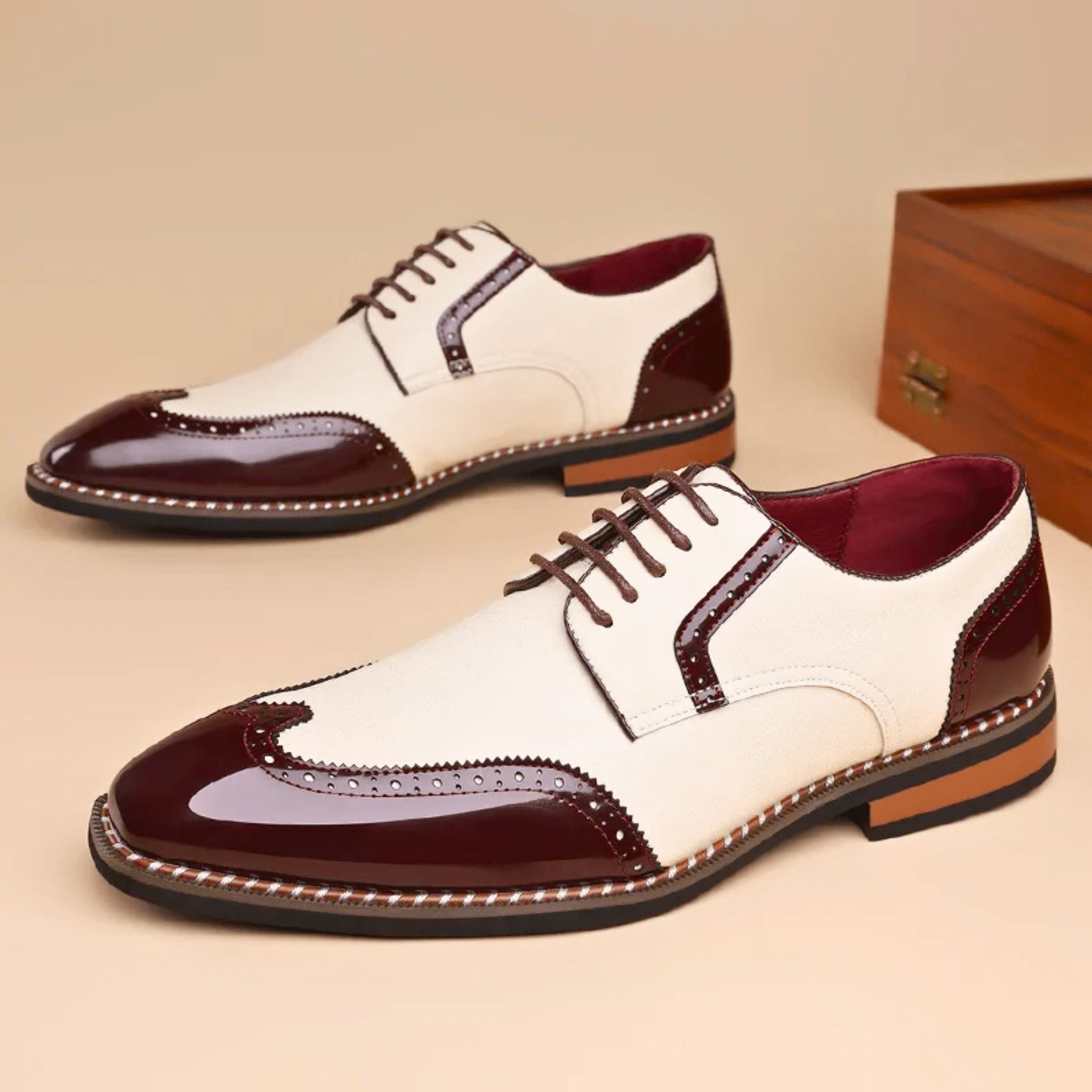 Brogue Leather Lace-Up Derby Shoes for Men - View 8