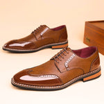 Brogue Leather Lace-Up Derby Shoes for Men - View 9