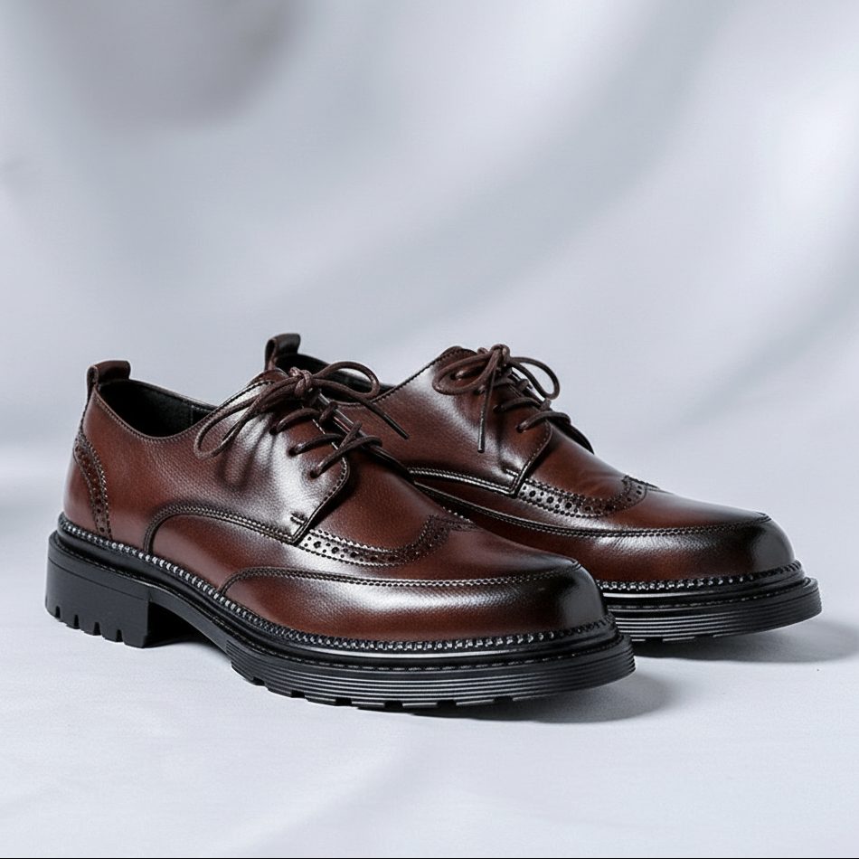 Brogue Lug Sole Derby Shoes for Men