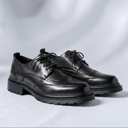 Brogue Lug Sole Derby Shoes for Men - Black