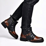 Buckle Strap Ankle Boots with Side Zipper for Men