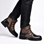 Buckle Strap Ankle Boots with Side Zipper for Men