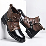 Buckle Strap Side Zip Leather Shoes with Ridged Front for Men - View 5