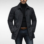 Button-Down Collar Coat for Men - Black