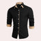 Button-Down Contrast Cuff Long Sleeve Shirt for Men