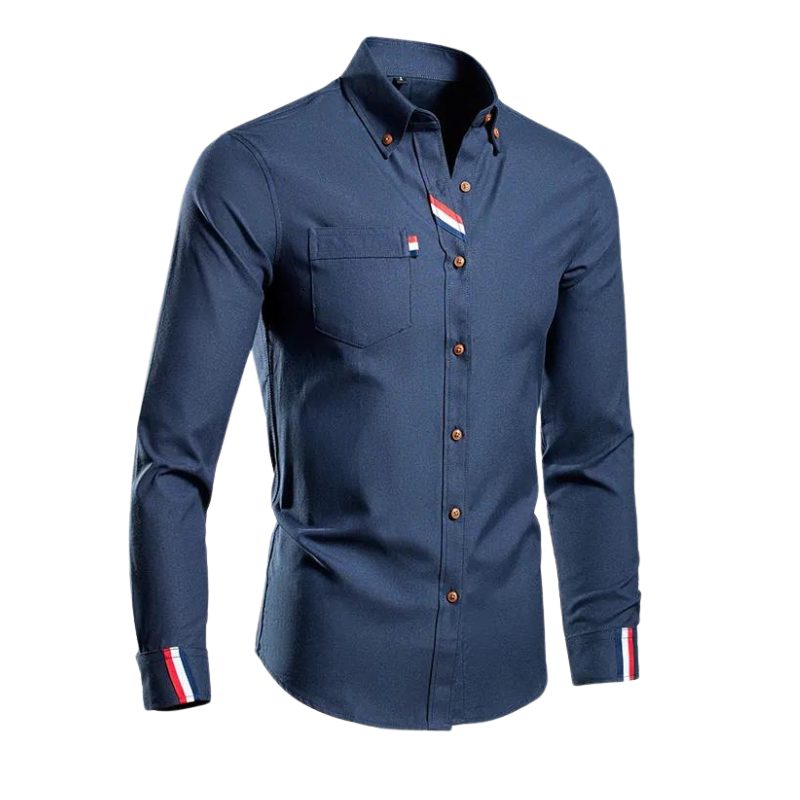 Button-Down Cotton Oxford Shirt for Men - Navy Blue