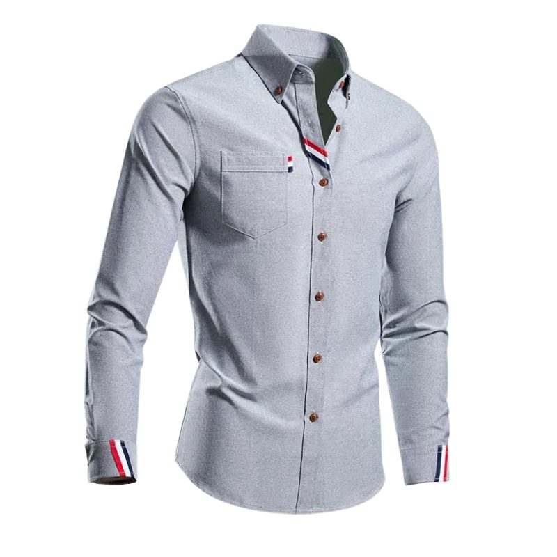 Button-Down Cotton Oxford Shirt for Men - Gray