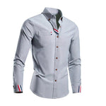 Button-Down Pointed Collar Shirt for Men - Gray