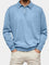 Button-Down Ribbed Knit Long Sleeve Polo Shirt for Men
