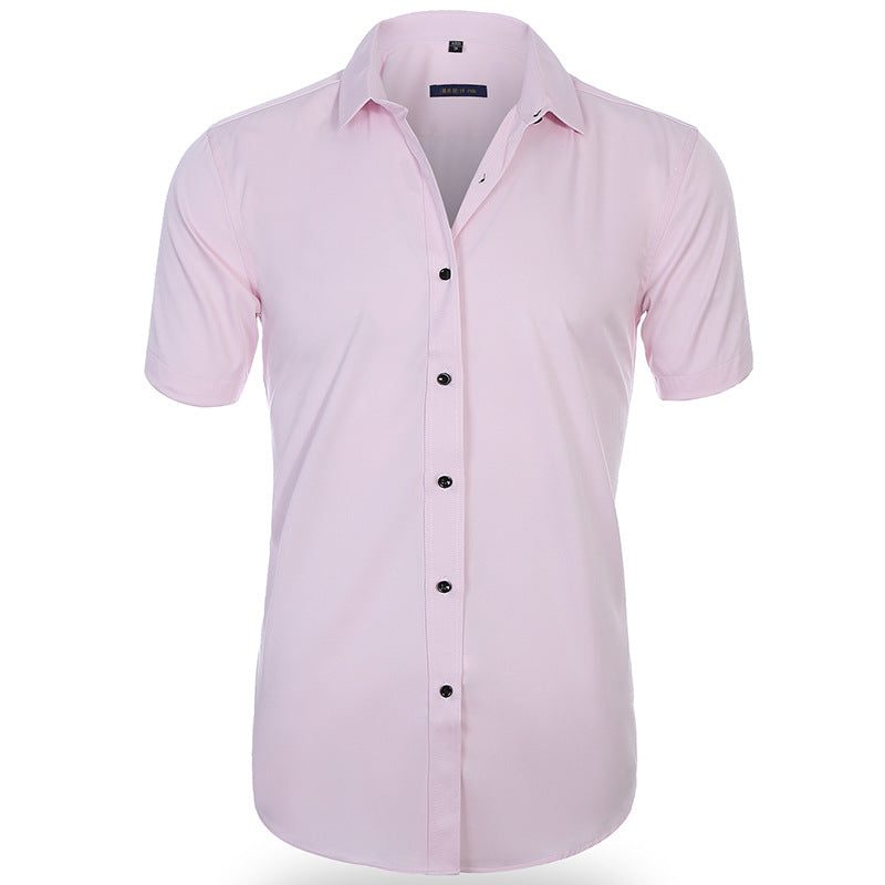 Button-Down Short Sleeve Polo Shirt for Men - Pink