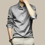 Button-Down Silk Shirt for Men - Gray