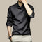 Button-Down Silk Shirt for Men - Black