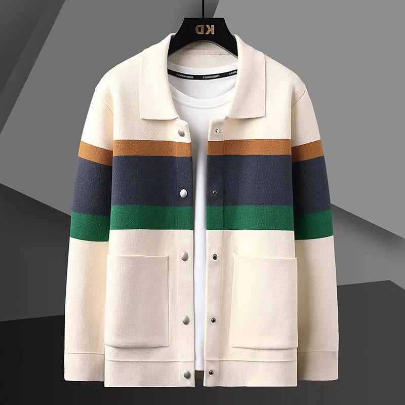 Button-Up Cardigan with Pockets for Men