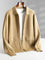 Button-Up Wool Cardigan with Polo Collar for Men - Taupe