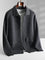 Button-Up Wool Cardigan with Polo Collar for Men - Dark Grey