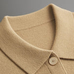 Button-Up Wool Cardigan with Polo Collar for Men - View 5