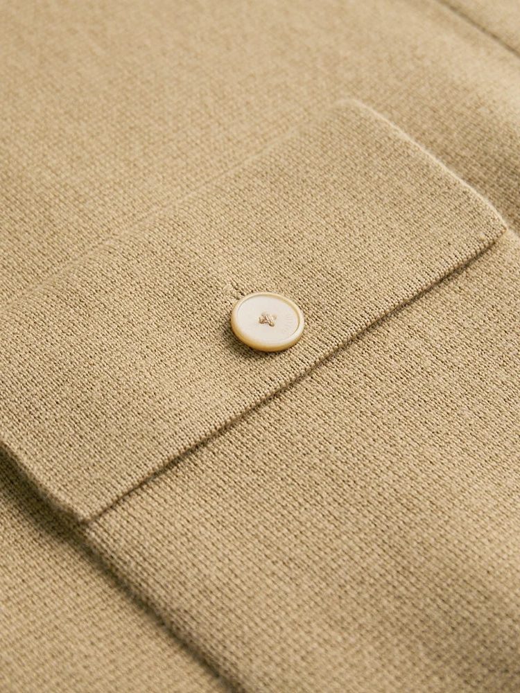Button-Up Wool Cardigan with Polo Collar for Men - View 6