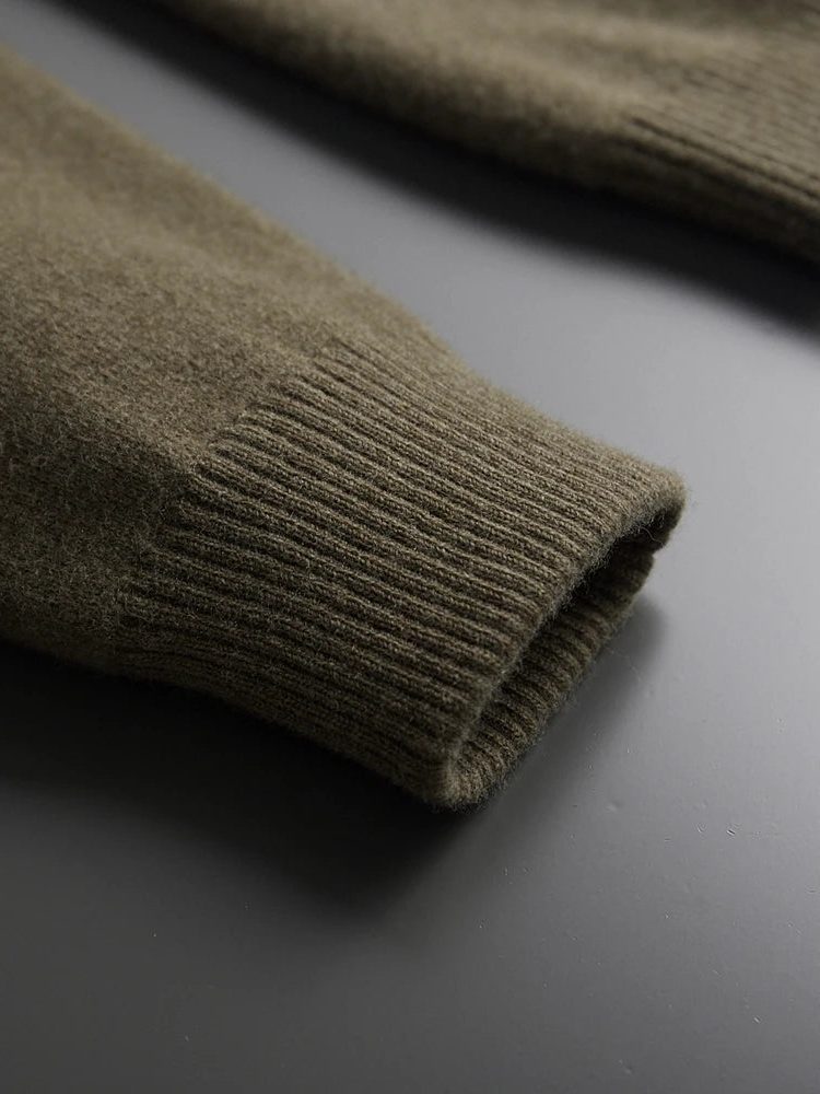 Button-Up Wool Cardigan with Polo Collar for Men - View 7