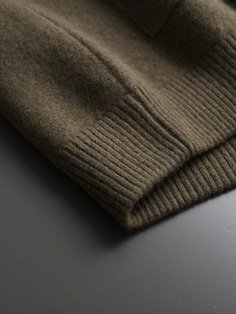 Button-Up Wool Cardigan with Polo Collar for Men - View 8
