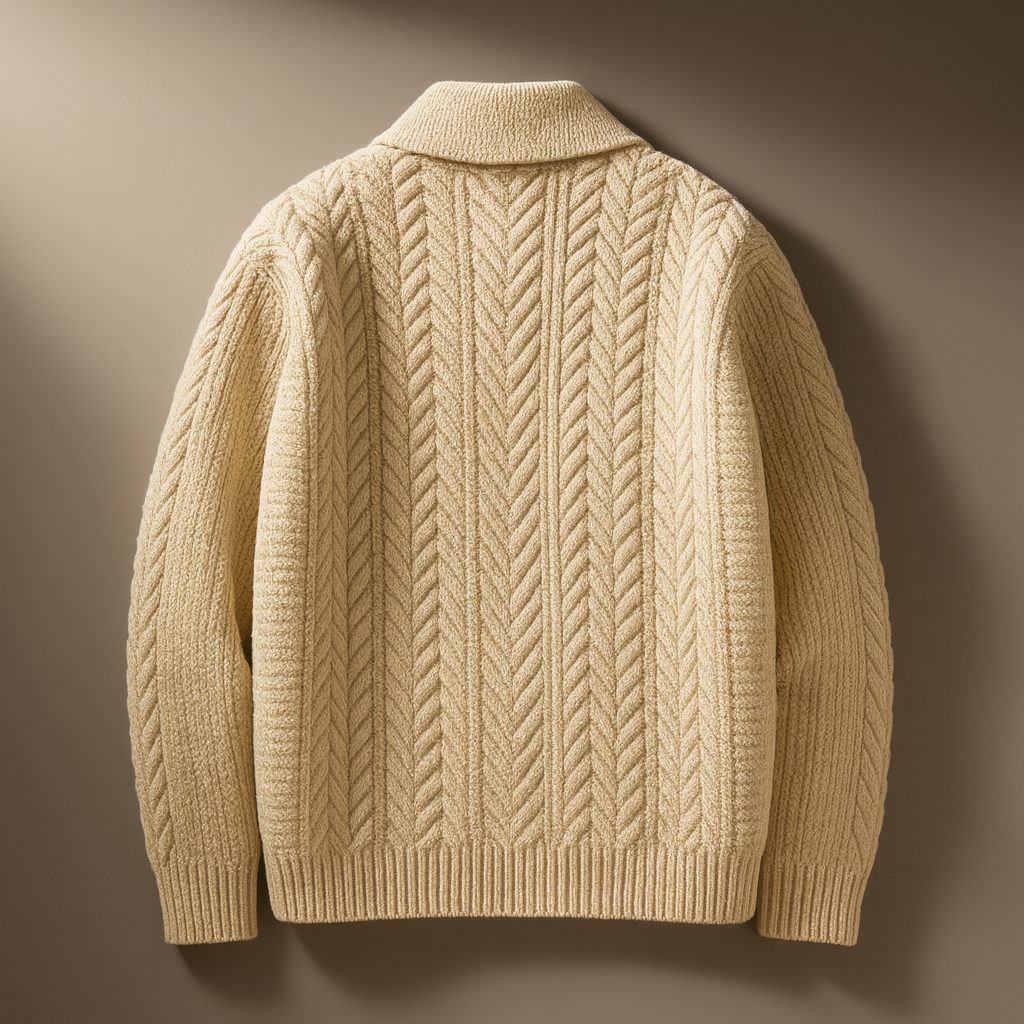 Cable Knit Button-Up Cardigan with Pockets for Men - View 2