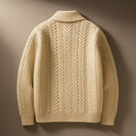 Cable Knit Button-Up Cardigan with Pockets for Men - View 2