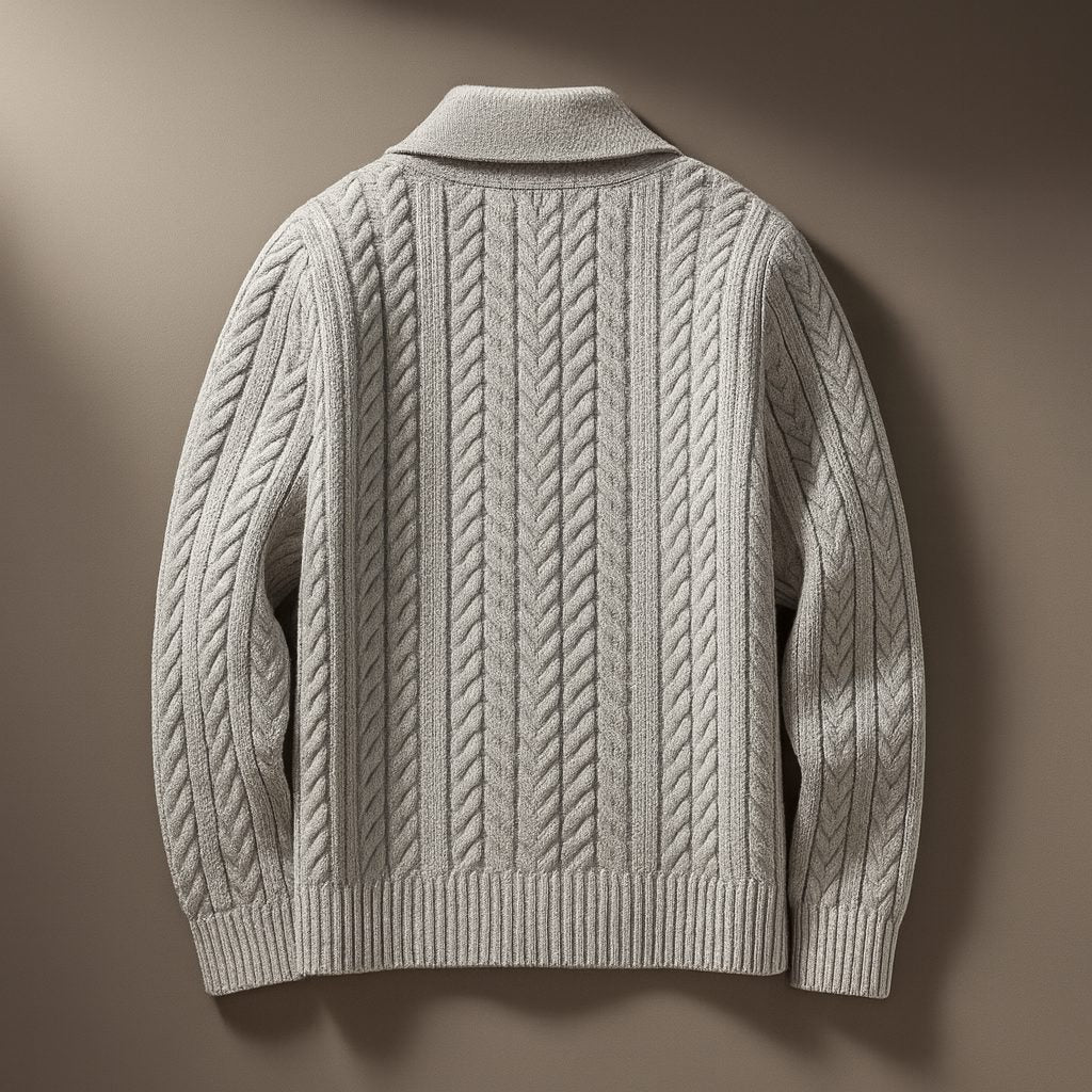 Cable Knit Button-Up Cardigan with Pockets for Men - View 5
