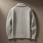 Cable Knit Button-Up Cardigan with Pockets for Men - View 5
