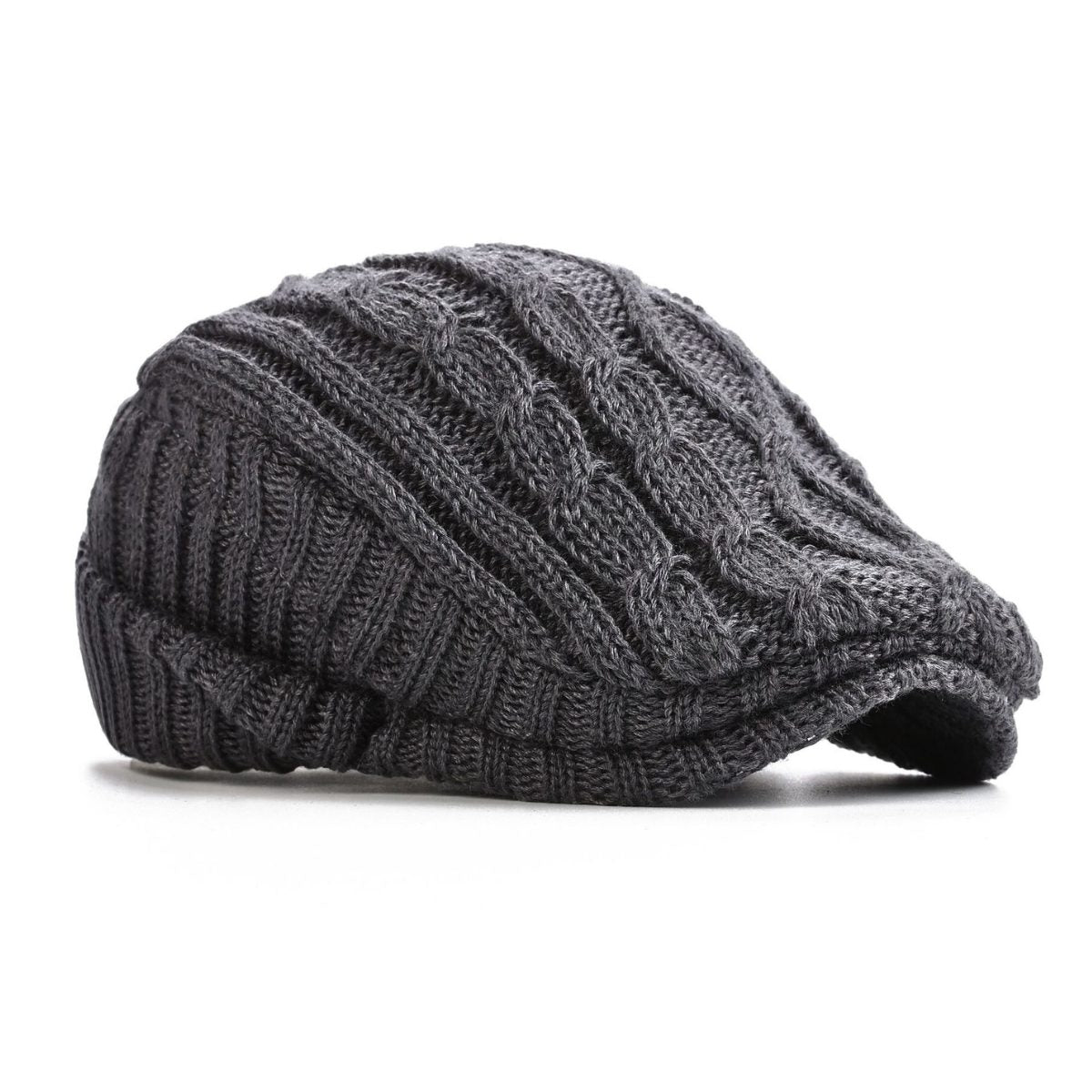 Cable Knit Fleece Lined Flat Cap for Men