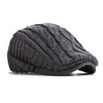 Cable Knit Fleece Lined Flat Cap for Men