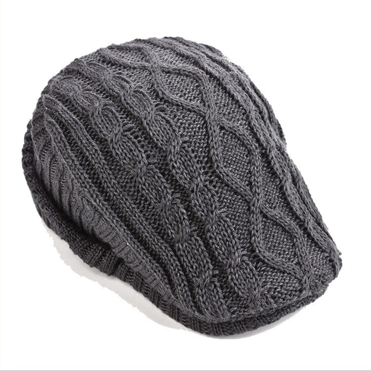 Cable Knit Fleece Lined Flat Cap for Men - View 2