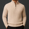 Cable Knit Quarter-Zip Sweater with Ribbed Collar for Men