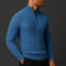 Cable Knit Quarter-Zip Sweater with Ribbed Collar for Men - Light Blue