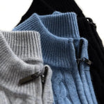 Cable Knit Quarter-Zip Sweater with Ribbed Collar for Men - View 7