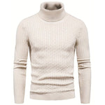 Cable Knit Turtleneck Sweater Slim Fit for Men