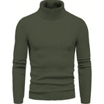 Cable Knit Turtleneck Sweater Slim Fit for Men - Green