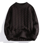 Cable Knit Wool Blend Pullover Sweater for Men - Black