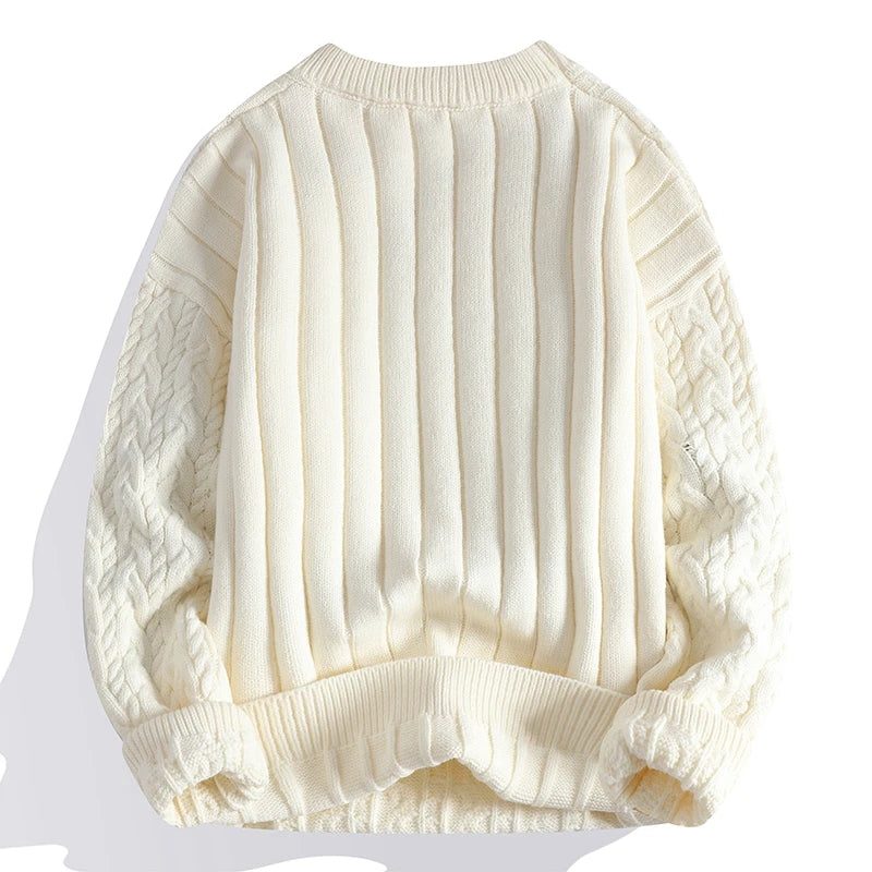 Cable Knit Wool Blend Pullover Sweater for Men - View 2