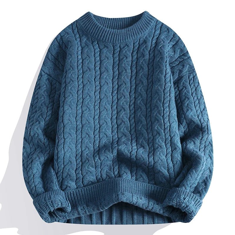 Cable Knit Wool Blend Pullover Sweater for Men - View 3