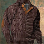 Cable Knit Zip-Up Sweater for Men
